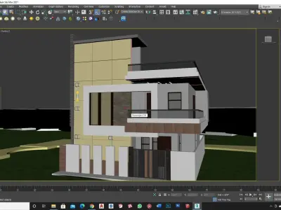 Modern two storey villa 3D model Exterior Elevation 3D model