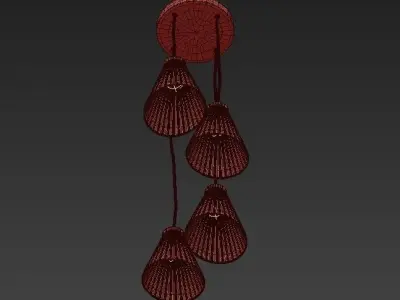 Chandelier pendant lamp with pleats 3D model