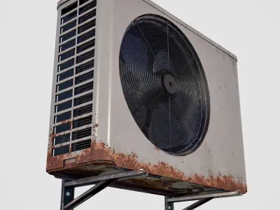 Rusty outside air conditioning unit Low-poly 3D model