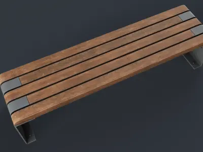 Modern Outdoor Bench 21 PBR Game Ready Low-poly 3D model