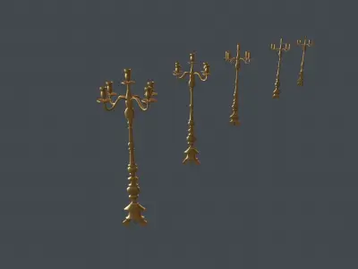Candle Stand with Multiple LODs Low-poly 3D model