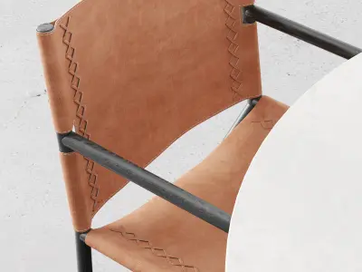 Loft Dining Leather chair set 3D model