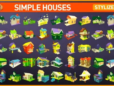 Simple Houses Low-poly 3D model