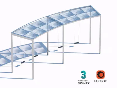 Urban Lighting Play and Shade Structures Set for Public Spaces 3D model