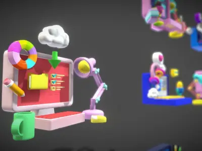 3D Button Collections5 Low-poly 3D model