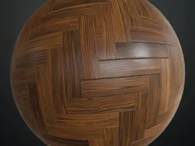 Herringbone Polished Wood Parquet PBR Seamless Texture
