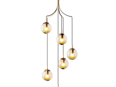 Postmodern Cognac Glass Ball Pendant Lighting 3D model