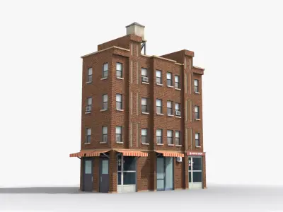Apartment Building x24 Low-poly 3D model