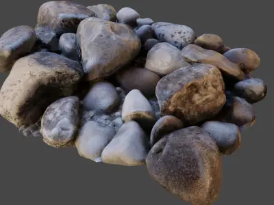 Rockery pile of rocks Low-poly 3D model