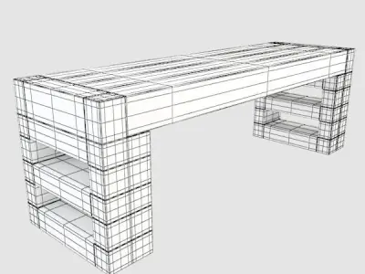 Outdoor Bench-3 3D model