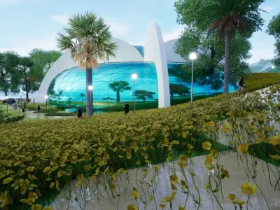 Organic Architecture Office building Low-poly 3D model