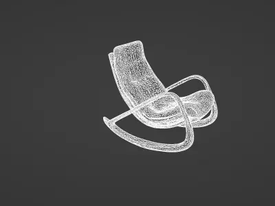 Modern Rocking Chair with Curved Wooden Frame   3D model
