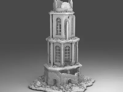 Destroyed tower 3D print model