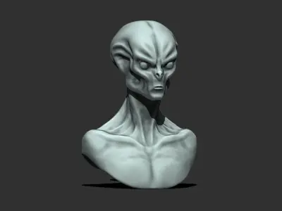 Alien Bust 8 - Sculpture Detailed 3D STL 3D print model