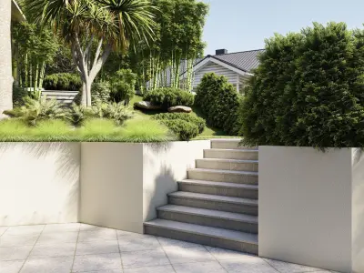 3D Exterior Scene 3D model design garden and landscape  3D model