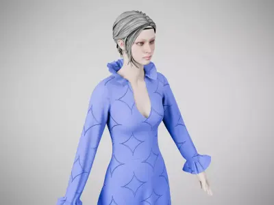 Dress 29 Very Light Blue With Design Low-poly 3D model