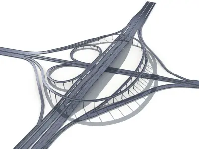 Highway Road Viaduct Flyover-11 3D model