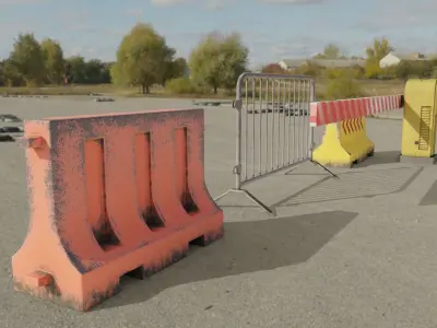 Road Barrier Low-poly 3D model