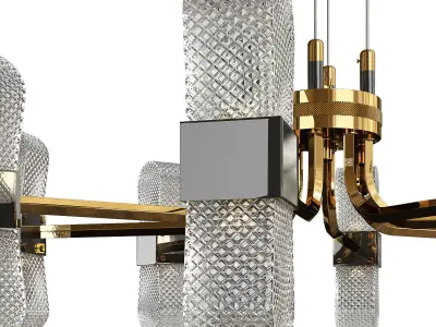 MARSELLA modern chandelier in brass and glass Low-poly 3D model
