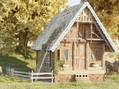 Old village House with Environment 3D model