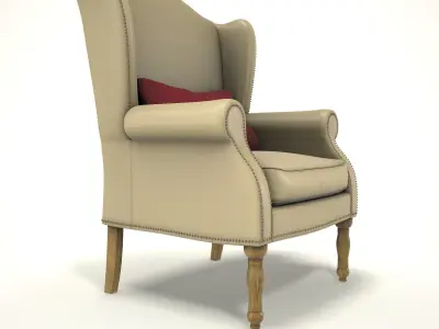 wingback chair fhouse 010 Low-poly 3D model