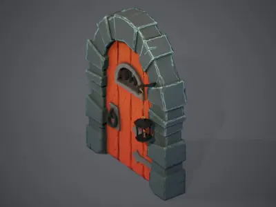 Stylized Medieval Door Low-poly 3D model