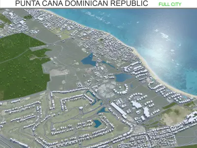 Punta Cana Dominican Republic 45km Low-poly 3D model