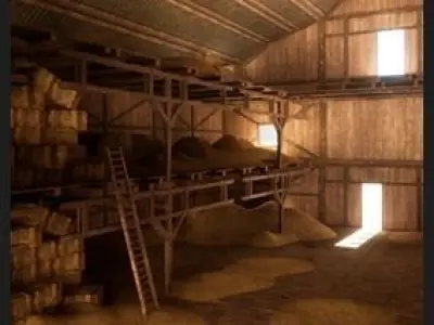 Modular Western Barn 30 Assets Low-poly 3D model