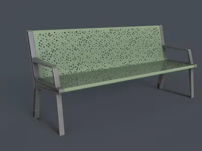 Metal Modern Bench 7 PBR Game Ready Low-poly 3D model