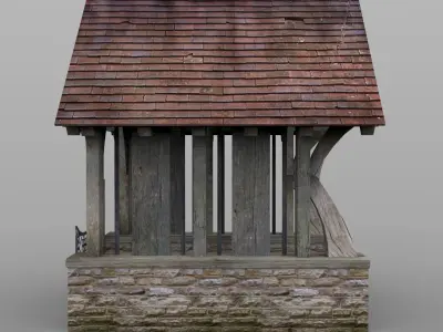 Lychgate wooden structure with roof 3D model