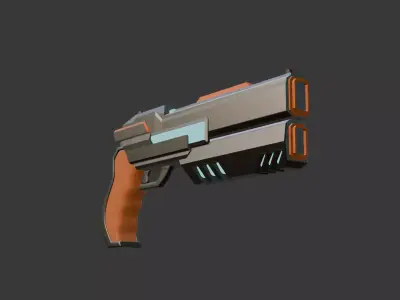 Futuristic Sci-fi Handgun 3D Model Low-poly 3D model