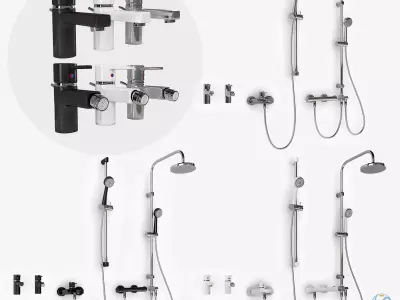 Bathroom mixer set BLACK and WHITE 3D model