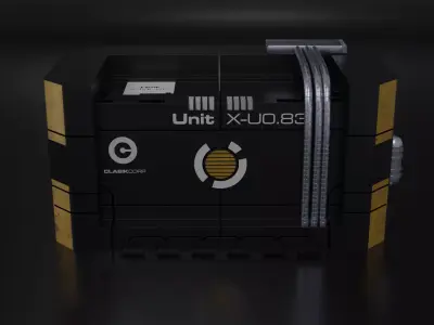 Hard Surface Sci-Fi Box with Decals Low-poly 3D model