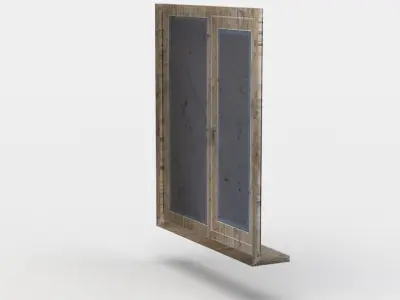Window wooden cabinet with glass doors Low-poly 3D model