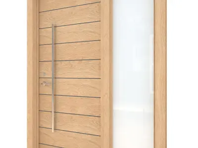 Door-105 wooden door with glass panels 3D model