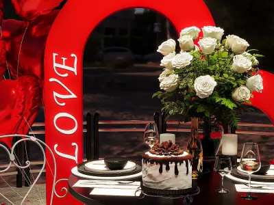 Valentine Set Low-poly 3D model