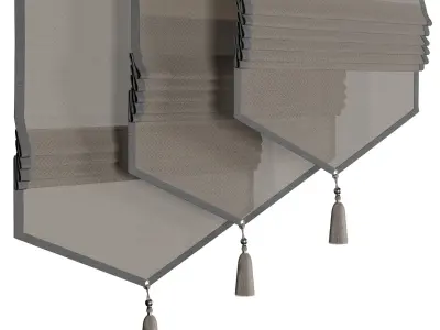 Roman blinds - Patterned Curtain Set 06 Low-poly 3D model