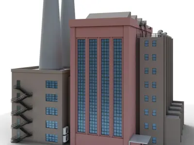 Factory Low-poly 3D model 2