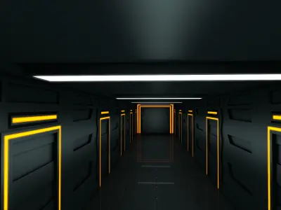 Sci fi corridor 3D model 22