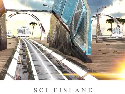 Sci fisland SET cheap version Low-poly 3D model