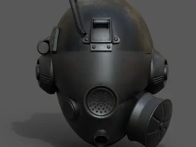 Helmet gas mask protection futuristic scifi fantasy  Low-poly 3D model