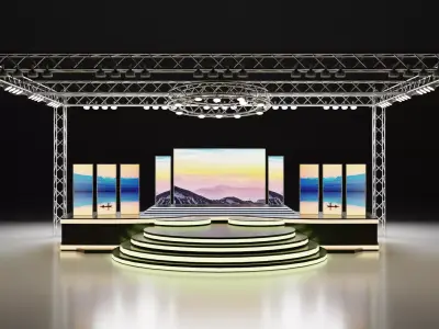 Corporate and Concert Event Stage 3D Model with Display 3D model