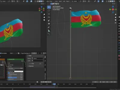 Animated Azerbaijan Flags 3D model
