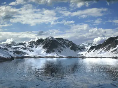 Mountain Lake Summer and Winter Textures Low-poly 3D model