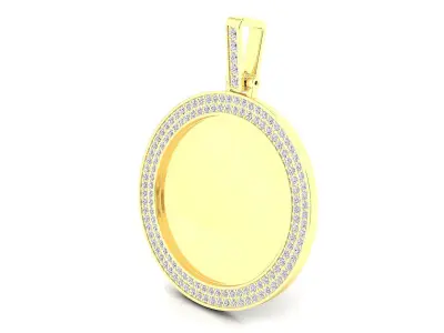 Circle round dog tag hip-hop pendant 3D print model