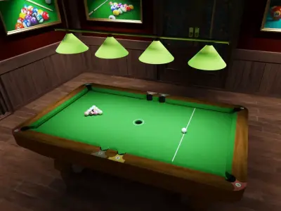 Billiards Room Interior  Pool Table Environment  Unity Blender Low-poly 3D model