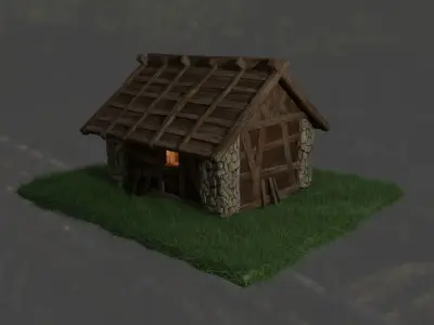 Medieval House Low-poly 3D model 29