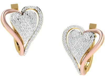 Light Weight Yellow Gold Diamond Earring EZ BI-54 3D print model