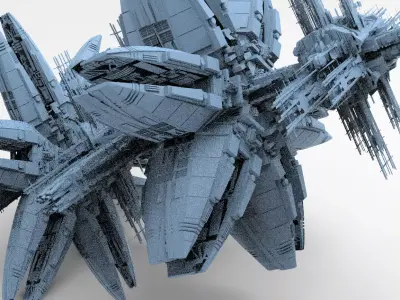 Cyberpunk Ring city kitbash   3D model