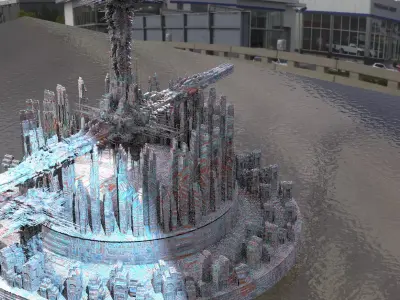 Alien Space Stations sphere 3D model